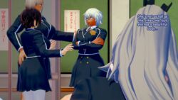 3d back_view cafeteria comic dark_skin eydis_synthesis_ten fantasizing futanari koikatsu lovac22 school_uniform schoolgirl sword_art_online text white_hair rating:Explicit score:1 user:lovac22