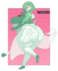 anthro ass blush boob_squish breasts cellulite chubby clothing eyebrows gameplay_mechanics gardevoir green_hair hair_over_one_eye huge_ass huge_breasts huge_thighs implied_expansion kafekafei looking_at_viewer looking_over_shoulder massive_ass massive_breasts overweight overweight_female pokémon_(species) red_eyes shoes side_view skindentation sweat sweating thick_thighs thighs translucent white_skin rating:Explicit score:34 user:vicbauss