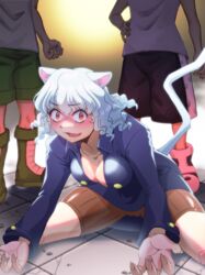  1girls 2boys female gon_freecss hunter_x_hunter killua killua_zoldyck looking_at_viewer male multiple_boys neferpitou silver_hair yukkeelo  rating:safe score: user:mangamaster