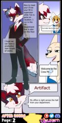 absurd_res aggressive_retsuko aggretsuko ailurid anthro artifact_the_fox big_tail black_body black_clothing black_eyes black_fur black_nose black_shirt black_topwear blue_clothing blue_eyes blue_shirt blue_topwear business_suit canid canine clothing collared_shirt comic comic_page dialogue english_text female fennec_fox fenneko fox full-length_portrait fur furry glowhorn group hair hand_in_pocket hi_res male mammal necktie office_clothing open_mouth orange_body orange_eyes orange_fur page_2 page_number pockets portrait red_body red_fur red_hair red_nose red_panda retsuko sanrio shirt simple_background smile suit tail talking_to_another text tilting_head tongue topwear true_fox undershirt white_body white_clothing white_fur white_hair white_shirt white_topwear rating:Questionable score:4 user:ArtifactFox