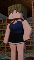  3d black_shorts blender blender_cycles enigma_zxc minecraft purple_eyes  rating:questionable score: user:enigma_zxc