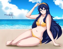 alternate_costume bikini blue_eyes blue_hair breasts female female_only fire_emblem fire_emblem_awakening gold_bikini gold_swimsuit lucina_(fire_emblem) nintendo solo sonicheroxd swimsuit yellow_bikini yellow_swimsuit rating:Questionable score:10 user:Mudlover