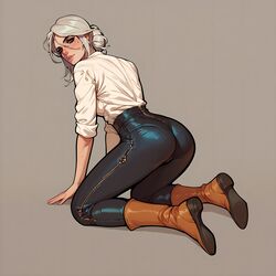 ai_generated ass ciri clothing female green_eyes light-skinned_female looking_at_viewer scar solo the_witcher_(series) the_witcher_3:_wild_hunt white_hair ximiral rating:Explicit score:15 user:Kelpie_AI