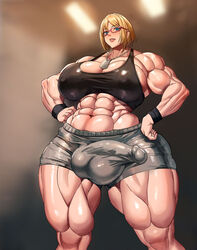 1futa abs alternate_version_available balls bare_shoulders big_balls big_breasts big_penis blonde_hair blue_eyes breasts busty cleavage clothed clothing curvy detailed_background erect_nipple erect_nipples eyelashes flaccid front_view fully_clothed futa_only futanari glasses hand_on_hip hourglass_figure huge_cock human hyper_muscles indoor inside light-skinned_futanari light_skin looking_at_viewer michelle_k._davis muscle muscular muscular_futanari nipple_bulge penis pose posing saxwakuy shiny shiny_skin short_hair solo standing sweat terra_formars thick_thighs toned vein veiny veiny_penis voluptuous wide_hips yellow_hair_tips rating:Explicit score:31 user:Havoc100