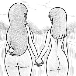 2girls ass breasts clara_garcia female grass holding_hands joana_jimenez nairod103098 nude tagme rating:Questionable score:0 user:Antipenitant