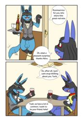 akiru01 akiru_cario alcohol anthro balls beverage canine closed_eyes collar drinking duo english_text kaptcha lucario male male_only mammal nintendo open_mouth penis pokemon sheath socks tachikawa text vest video_games wine rating:Explicit score:1 user:bot