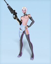 breasts color female female_only firearm front_view gun human mai_hem nipples perfect_dark rifle solo standing weapon rating:Explicit score:2 user:bot