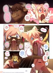 2015 anthro beard blush bovine closed_eyes comic crossdressing cute dialogue dress english_text facial_hair feline fellatio furry furry_only girly group group_sex horn lion male mammal mio_(powfooo) oral page_4 page_number powfooo saliva sex sweat text threesome yaoi rating:Explicit score:83 user:bot