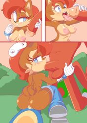 anthro blue_fur cloudz echidna exposed female footwear fur furry gloves handwear hedgehog knuckles_the_echidna male mammal monotreme mostly_nude sally_acorn sega shoes sonic_(series) sonic_the_hedgehog straight tagme rating:Explicit score:35 user:bot