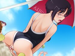 beach censored closed_eyes cloud cum cum_inside female game_cg glasses human kaede_(sweet_home) kiriyama_taichi male one-piece one-piece_swimsuit open_mouth penis public sand sex short_hair sky soga_kaede stealth_sex straight sweet_home swimsuit swimsuit_aside umbrella vaginal_penetration rating:Explicit score:96 user:bot