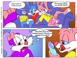 anthro babs_bunny buster_bunny comic el_rico female fifi_la_fume fur furry interspecies male mammal multiple_females mustelid penis_grab rabbit sitting skunk tagme text tiny_toon_adventures uncensored rating:Explicit score:6 user:bot