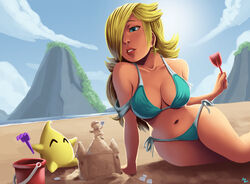 beach bikini cute female human luma mario_(series) nintendo parsujera princess_rosalina sand_castle super_mario_bros. rating:Safe score:81 user:Freezer88