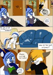 anthro bed book canine cleaning comic daughter dialog english_text equine eyewear facepalm father father_and_daughter female feral fox friendship_is_magic furry furry_only glasses male mammal mother my_little_pony nikkisheep parent smile sofa text rating:Questionable score:12 user:mightyhyena