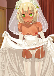 1boy androgynous areola balls_in_panties blush bride bride_gown bulge censored crossdressing dark-skinned_femboy dark-skinned_male dark_skin dress_lift elbow_gloves elf erect_nipples femboy femboy_bride garter_straps gloves green_eyes hair_flower male male_bride nipples panties papaya_milk penis penis_under_dress pointy_ears skirt_lift solo stockings sweat testicles thighhighs trap trap_bride wedding_dress wedding_veil white_legwear rating:Explicit score:208 user:bot