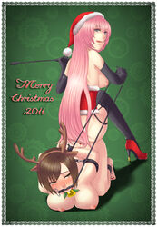 :q all_fours arms_behind_back ass_to_ass bell bit_gag blue_eyes blush bondage bottomless breasts brown_eyes brown_hair christmas corset cuffs elbow_gloves fake_antlers female femdom femsub gag gagged gloves handcuffs hat high_heels horns kemonomimi_mode large_breasts lezsub long_hair looking_back megurine_luka meiko multiple_girls murasaki_(ekyu) nude only_female pink_hair reindeer riding_crop santa_hat shoes short_hair sitting sitting_on_girl sitting_on_person sitting_on_sub slave smile sweat tears thighhighs tied_up tongue tongue_out vocaloid whip yuri rating:Explicit score:62 user:bot