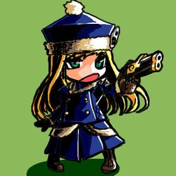  chibi female gunner_(sekaiju) gunner_2_(sekaiju) jack_frost_(megami_tensei) kumadano lowres oekaki sekaiju_no_meikyuu sekaiju_no_meikyuu_2 solo  rating:general score: user:bot