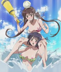 2girls :o angry armpits ball bangs barefoot baseball_bat beach bikini bikini_malfunction bikini_pull blue_hair blue_sky blush breasts breasts_apart brown_eyes brown_hair carrying clenched_teeth cloud embarrassed floating_hair frilled_bikini frills fujikura_yuu gradient hair_ribbon hairband holding houjouin_seika large_breasts long_hair looking_down low_twintails motion_blur multiple_girls nipple_slip nipples ocean open_mouth outdoors payot pink_bikini plaid plaid_bikini princess_lover public_nudity ribbon screencap short_hair shoulder_carry side-tie_bikini sky small_breasts splashing standing stitched surprised swimsuit thigh_grab tied_hair twintails untied untied_bikini very_long_hair wading wardrobe_malfunction water yellow_bikini yellow_eyes rating:Explicit score:29 user:bot