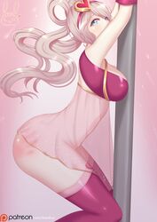 2018 arms_up blue_eyes bondage bra breasts cleavage female female_only hair_ornament heartbreakers_series large_breasts league_of_legends lewdlux looking_at_viewer riot_games see-through solo sona_buvelle spank_marks spanked sweetheart_sona thighhighs rating:Questionable score:106 user:justausername