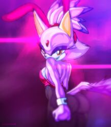  anthro ass big_butt blaze_the_cat breasts bytesduh domestic_cat felid feline felis female hi_res looking_at_viewer mammal playboy_bunny sega side_boob solo sonic_the_hedgehog_(series) yellow_eyes  rating:questionable score: user:bot