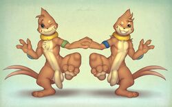 2boys anthro anthrofied big_penis brothers buizel dreiker feet flaccid furry hand_holding male male_only mammal mustelid nintendo no_nipples nude one_eye_closed original_character otter paws penis pokemon pokemon_dppt sea sibling spiky_hair thick_thighs twins uncut video_games water wave wink rating:Explicit score:6 user:bot