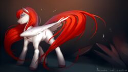  antiander anus ariel blue_eyes colored crystals equine fan_character female feral friendship_is_magic fur furry furry_only hair hi_res long_hair long_tail mammal my_little_pony pegasus pussy red_hair smile solo white_fur wings  rating:explicit score: user:bot