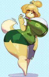  animal_crossing arachnoid888 big_ass big_breasts breasts bubble_butt female furry huge_ass huge_breasts isabelle_(animal_crossing) shih_tzu thick_thighs wide_hips  rating:explicit score: user:bot