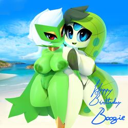 areolae beach blue_eyes female green_hair green_skin meloetta mythical_pokemon navel nintendo nipples plantpenetrator pokemon red_eyes roserade theboogie white_hair white_skin rating:Questionable score:136 user:toxiPsychotic