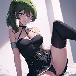  1girls ai_generated black_panties blue_eyes female femdom green_hair jewelry leferu looking_at_viewer pussy_peek sexy_pose sousou_no_frieren spread_legs stable_diffusion teasing ubel_(sousou_no_frieren)  rating:explicit score: user:leferu