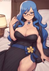  1girls ai_generated blue_eyes blue_hair fairy_tail female female_only golreq juvia_lockser large_breasts looking_at_viewer smile solo  rating:explicit score: user:golreq