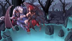 3girls anal armor ass balls black_hair bodysuit breasts demimond23 demon diana_(league_of_legends) dickgirl dota_2 double_penetration elise_kythera_zaavan futa_on_female futanari gloves grey_skin hair horns intersex league_of_legends long_hair moaning nipples penetration pussy queen_of_pain red_eyes red_hair skin_tight succubus testicles topless torn_clothes vaginal_penetration water white_hair wings wrist_grab rating:Explicit score:162 user:kabamf