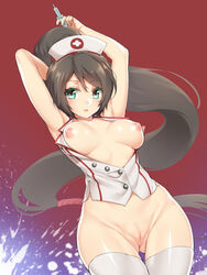 akali_jhomen_tethi aqua_eyes breasts brown_hair female fuya_(tempupupu) innie_pussy large_breasts league_of_legends long_hair nipples nurse nurse_akali nurse_cap ponytail pussy solo standing syringe thigh_gap thighhighs tied_hair uncensored rating:Explicit score:111 user:chooped