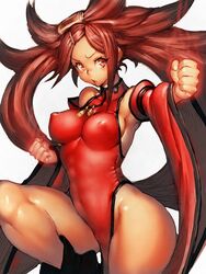 1girls breasts brown_eyes brown_hair dress female female_only fumio_(rsqkr) guilty_gear kuradoberi_jam large_breasts long_hair sleeves solo tight_clothes rating:Questionable score:133 user:chooped