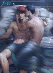 2boys abs after_sex aomine_daiki bites elinhell gay kagami_taiga kissing kuroko_no_basuke love_bite male_only marks multiple_boys multiple_males muscle pecs scratches yaoi rating:Explicit score:44 user:bot