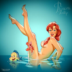 andrew_tarusov ariel barefoot blue_eyes breasts disney feet female large_breasts long_hair nipples nude red_hair sitting the_little_mermaid rating:Explicit score:116 user:chooped