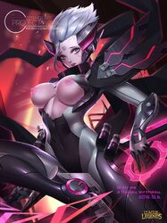 bodysuit breasts breasts_cutout citemer cyborg female fiora_laurent grey_hair league_of_legends looking_at_viewer power_armor project_fiora project_series solo rating:Questionable score:117 user:bot