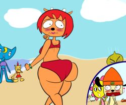 ass bear bikini blonde_hair blush butlova canine chop_chop_master_onion chubby dat_ass feline hetero horns interspecies joe_chin katy_kat lamb lammy_lamb large_ass ma-san parappa parappa_the_rapper pj_berri red_hair sony straight sunny_funny swimsuit um_jammer_lammy rating:Questionable score:36 user:expandingthoughts