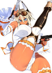 1girls blonde_hair blue_eyes breasts cameltoe dark-skinned_female dark_skin dual_wielding female female_only gun large_breasts leg_up leotard muscular_female original sela_(sela_god) sela_god short_hair solo sunglasses thighhighs weapon rating:Questionable score:45 user:chooped