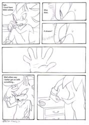 2014 anthro ass blush comic hedgehog male male_only mammal monochrome shadow_the_hedgehog soina sonic_(series) sonic_the_hedgehog rating:Questionable score:6 user:mightyhyena