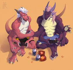  absurd_res anthro beverage bottomwear chips_(food) clothing controller dragon dualshock dualshock_4 duo food game_controller gaming hand_holding hi_res holding_controller holding_game_controller holding_object kumo-kun kumo_(cyber_zai) male male/male multi_arm multi_limb multiplayer mythological_creature mythological_scalie mythology playing_video_game playstation playstation_4 playstation_button_symbol playstation_controller scalie shorts sitting snacks sony_corporation sony_interactive_entertainment tail wireless_controller  rating:safe score: user:bot