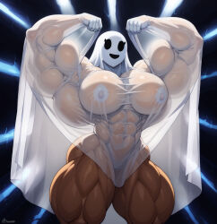  abs ai_assisted ai_generated azazellzai biceps big_muscles breasts covered_nipples dark-skinned_female dark_skin female ghost ghost_girl muscles muscular muscular_female muscular_thighs smile smiling solo thick_thighs tight_clothing  rating:explicit score: user:bot