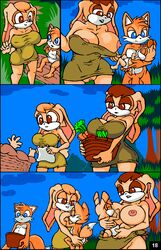 2015 anthro areola big_breasts breastfeeding breasts canine comic cream_the_rabbit erect_nipples female fox hi_res huge_breasts lagomorph male mammal mature_female nipples pussy rabbit sonic_(series) tails terrenslks vanilla_the_rabbit rating:Explicit score:30 user:bot