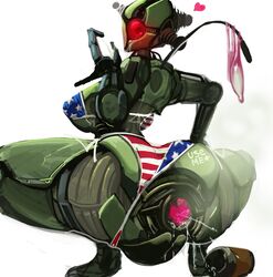 1girls ambiguous_fluids american_flag american_flag_bikini anthro anus ass assaultron backboob big_ass bikini breasts butt censored cleavage clothing condom crouching cum cum_on_face fallout fallout_4 feet female filled_condom first_porn_of_character glowing glowing_eyes hand_on_hip heart kl-e-0 looking_at_viewer looking_back machine one_eye panties panties_aside red_eyes robot robot_anus robotic_anus squatting swimsuit technophilia text underboob video_games wet wide_hips xelvy rating:Explicit score:233 user:bot