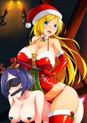 2girls all_fours antlers bdsm bit_gag blindfold blonde_hair blue_eyes blue_hair blush bondage bound breasts brick_wall candlelight candles choker christmas clothing corset covered_nipples dildo dildo_under_panties dominatrix dungeon duo elbow_gloves fake_antlers female femdom femsub gag gagged gloves hat heart_pasties highres large_breasts latex latex_corset latex_gloves latex_panties latex_thighhighs lezdom long_hair looking_at_viewer makeup multiple_girls nipple_piercing no_bra open_mouth original panties pasties pet_play petplay piercing pony_play ponyplay red_panties reindeer_antlers reins saint_andrew's_cross santa_costume santa_hat sex_dungeon sex_slave short_hair sitting sitting_on_person sitting_on_sub slave smile stockings thighhighs ura_fushigi wooden_floor x_frame yuri rating:Explicit score:54 user:bot