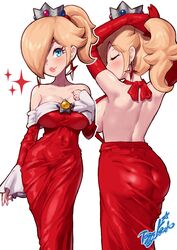 1girls ass back_view big_breasts female female_only large_breasts mario_(series) princess_rosalina red_dress sideboob solo super_mario_3d_world yamino_ekakinin rating:Explicit score:143 user:MetaDei