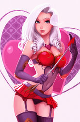 alternate_costume arrow ashe_(league_of_legends) cleavage female heartbreakers_series heartseeker_ashe league_of_legends lingerie long_hair navel raichiyo33 riot_games solo standing thigh_gap valentine's_day white_hair rating:Safe score:136 user:chooped