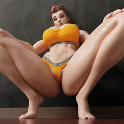 1girls 3d 3d_(artwork) abs athletic_female barefoot batesz belly_button big_breasts blender breasts brigitte brigitte_lindholm brown_eyes brown_hair busty cleavage eyeliner female_only freckles human human_only labia large_breasts looking_at_viewer makeup muscular_female navel overwatch overwatch_2 parted_lips ponytail solo solo_female solo_focus sports_bra sportswear spread_legs squatting sweat sweating sweaty sweaty_body tattoo tattoo_on_arm viewed_from_below voluptuous voluptuous_female wet_body wide_hips rating:Explicit score:218 user:JudgementCut