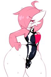 bulge femboy frowntown gardevoir gay girly hand_on_hip latex nintendo pink_(frowntown) pink_hair pokemon sweat thick_thighs wide_hips rating:Explicit score:130 user:BAGEL4