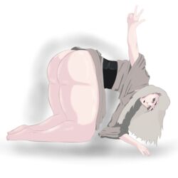 big_ass big_butt clothed clothing exposed_ass feet female huge_ass jujutsu_kaisen master_tengen partially_clothed peace_sign sweat sweatdrop sweating sweaty_butt tengen_(jujutsu_kaisen) thick_ass thick_thighs tsuman_(artist) white_background white_eyes white_hair rating:Explicit score:10 user:Duraan