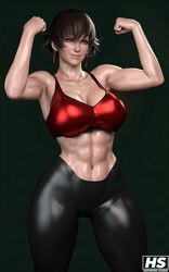 1girls 3d brown_hair capcom female female_only fiorayne hagiwara_studio high_resolution highres monster_hunter monster_hunter_rise muscular_female purple_eyes short_hair solo sports_bra sportswear sweat sweatdrop tagme rating:Explicit score:22 user:Kei101