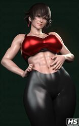 1girls 3d brown_hair capcom female female_only fiorayne hagiwara_studio high_resolution highres monster_hunter monster_hunter_rise muscular_female purple_eyes short_hair solo sports_bra sportswear sweat sweatdrop tagme rating:Explicit score:29 user:Kei101